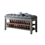 Upholstered Grey Flip-Up Top Shoe Bench for Entryway