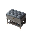 Upholstered Grey Flip-Up Top Shoe Bench for Entryway