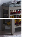 Upholstered Grey Flip-Up Top Shoe Bench for Entryway