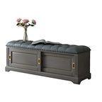 Upholstered Grey Flip-Up Top Shoe Bench for Entryway