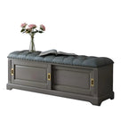 Upholstered Grey Flip-Up Top Shoe Bench for Entryway