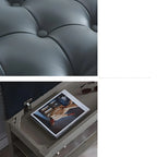 Upholstered Grey Flip-Up Top Shoe Bench for Entryway