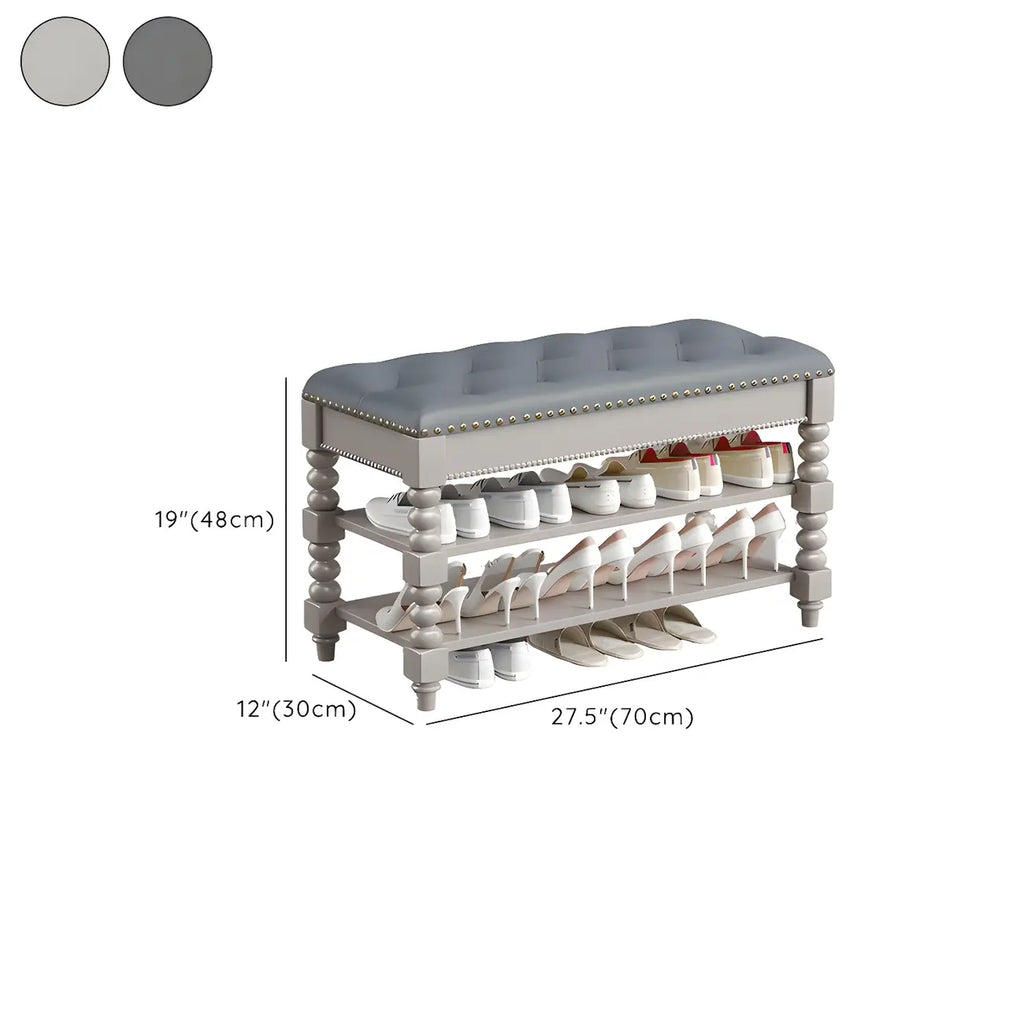 Upholstered Grey Flip-Up Top Shoe Bench for Entryway