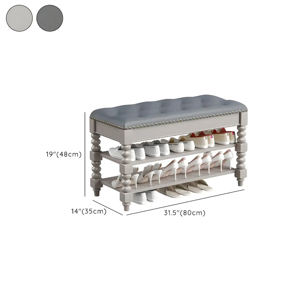 Upholstered Grey Flip-Up Top Shoe Bench for Entryway