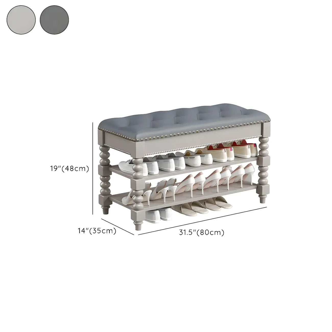 Upholstered Grey Flip-Up Top Shoe Bench for Entryway