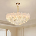 Golden Flower Crystal Chandelier Elegant LED for Living Room