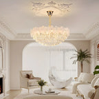 Golden Flower Crystal Chandelier Elegant LED for Living Room