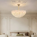 Golden Flower Crystal Chandelier Elegant LED for Living Room