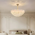 Golden Flower Crystal Chandelier Elegant LED for Living Room