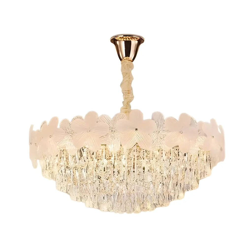 Golden Flower Crystal Chandelier Elegant LED for Living Room