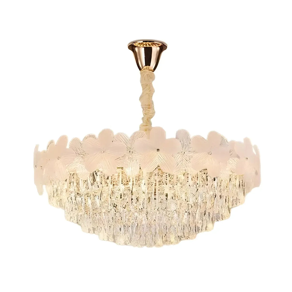 Golden Flower Crystal Chandelier Elegant LED for Living Room