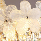 Golden Flower Crystal Chandelier Elegant LED for Living Room