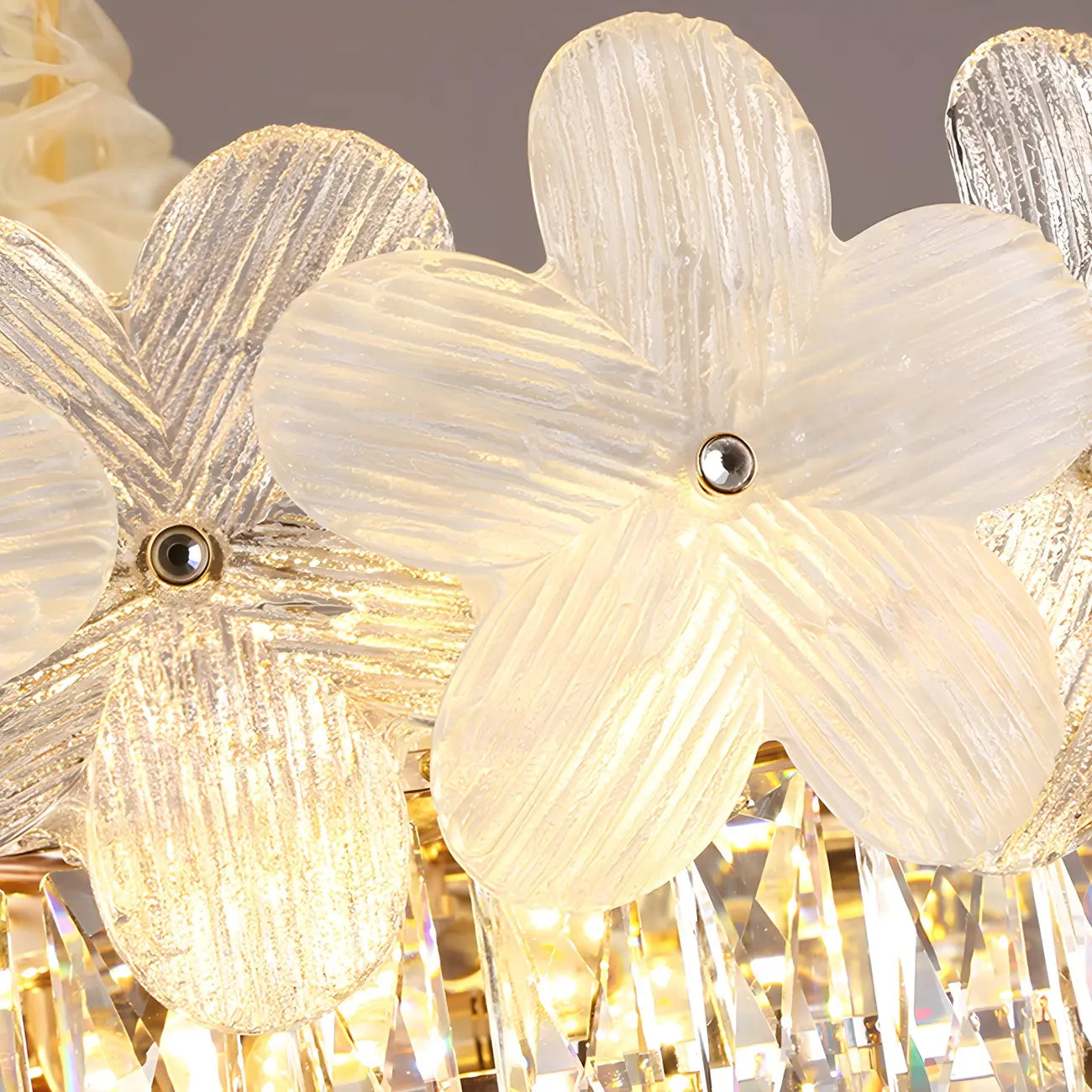 Golden Flower Crystal Chandelier Elegant LED for Living Room