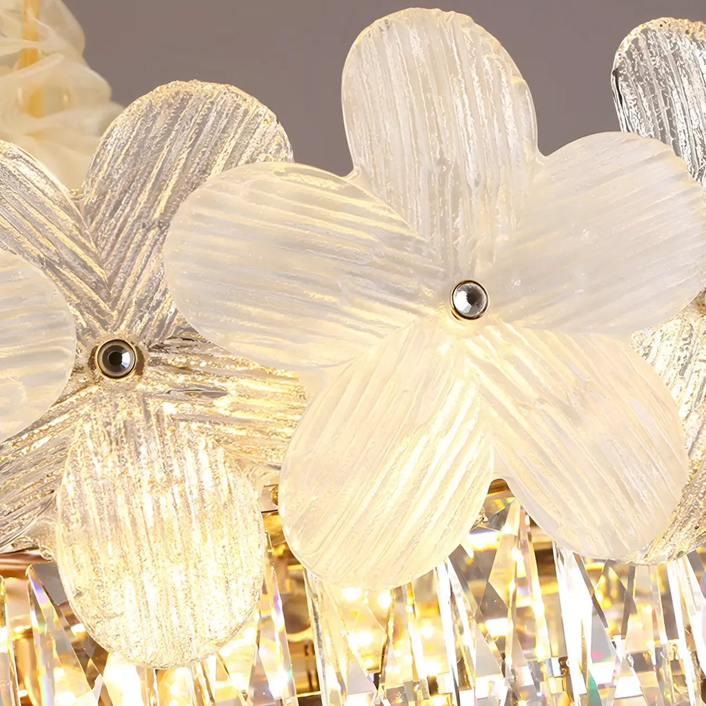 Golden Flower Crystal Chandelier Elegant LED for Living Room