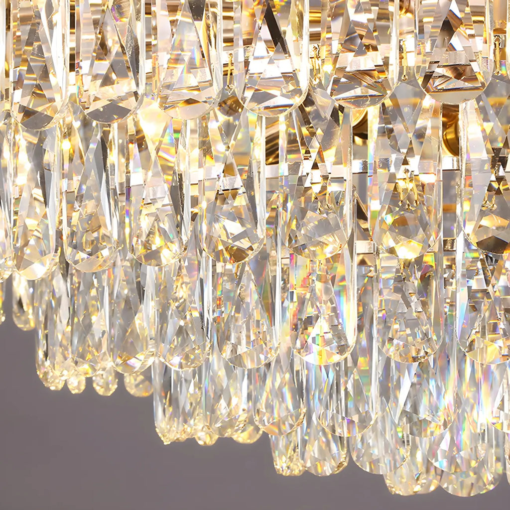 Golden Flower Crystal Chandelier Elegant LED for Living Room