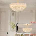 Golden Flower Crystal Chandelier Elegant LED for Living Room
