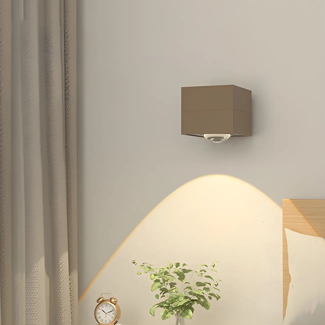Charging Port Cube LED Wall Sconce with Touch & Warm Light