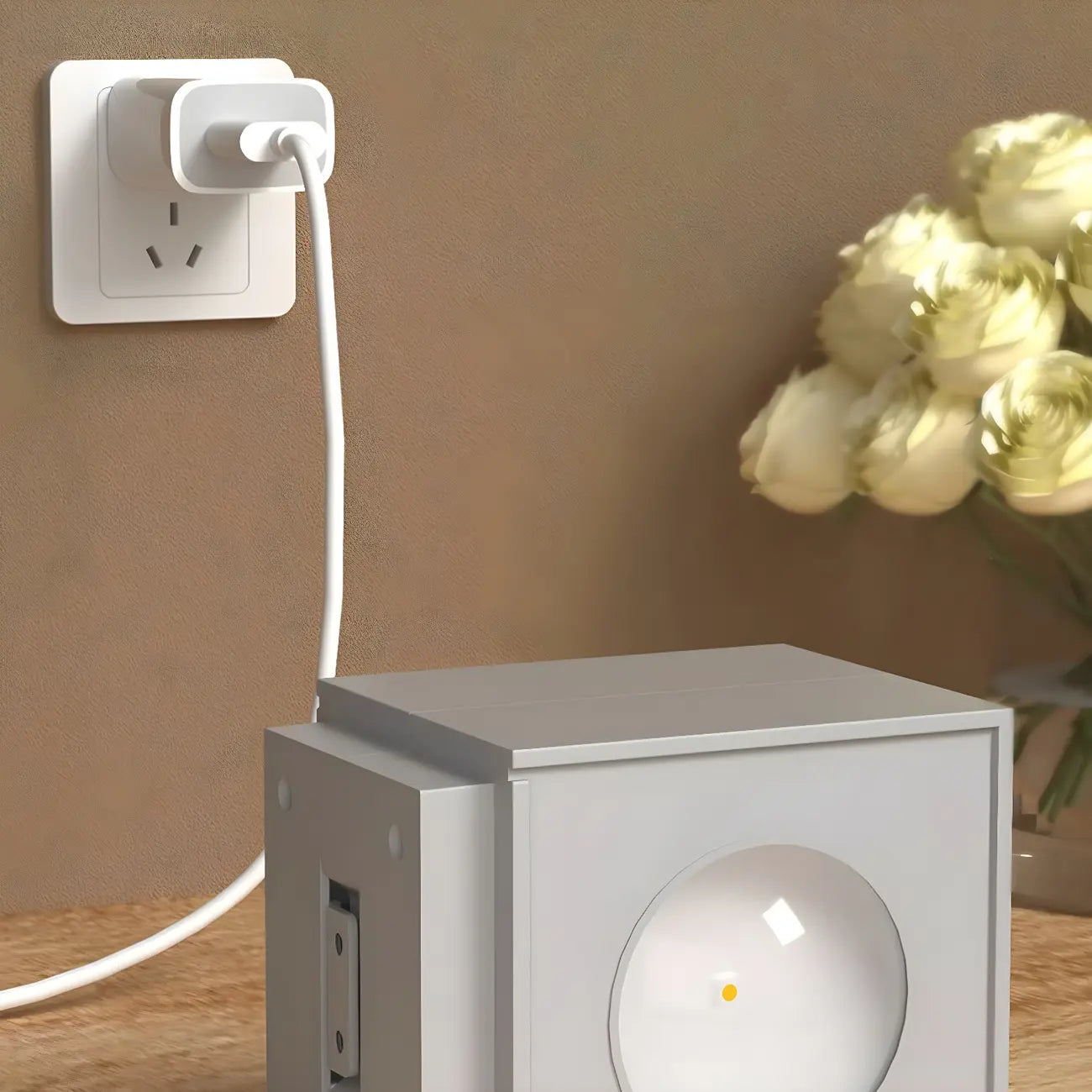 Charging Port Cube LED Wall Sconce with Touch & Warm Light