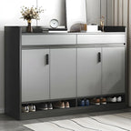 Modern Grey Shoe Storage Cabinet Rectangular Adjustable Shelves