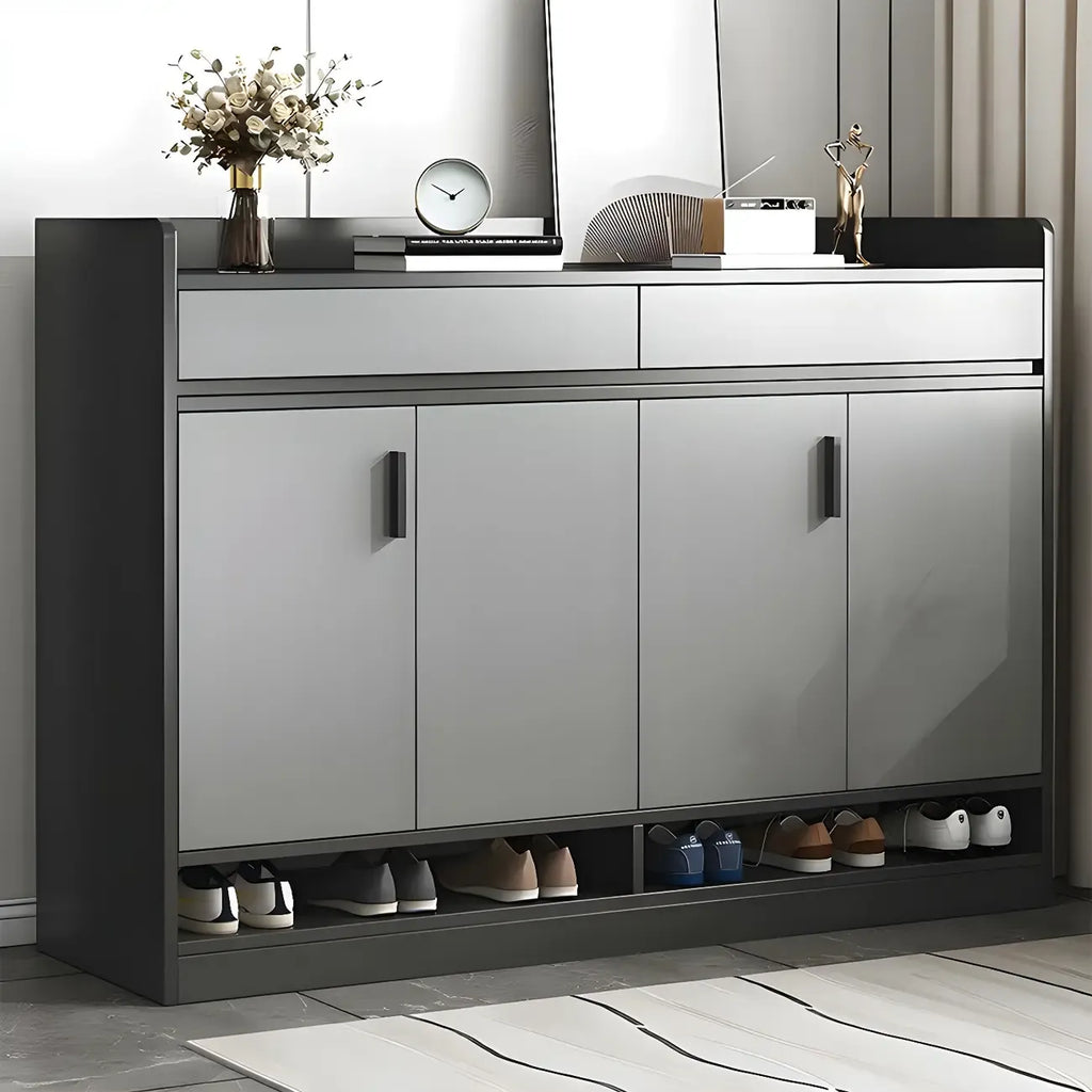 Modern Grey Shoe Storage Cabinet Rectangular Adjustable Shelves
