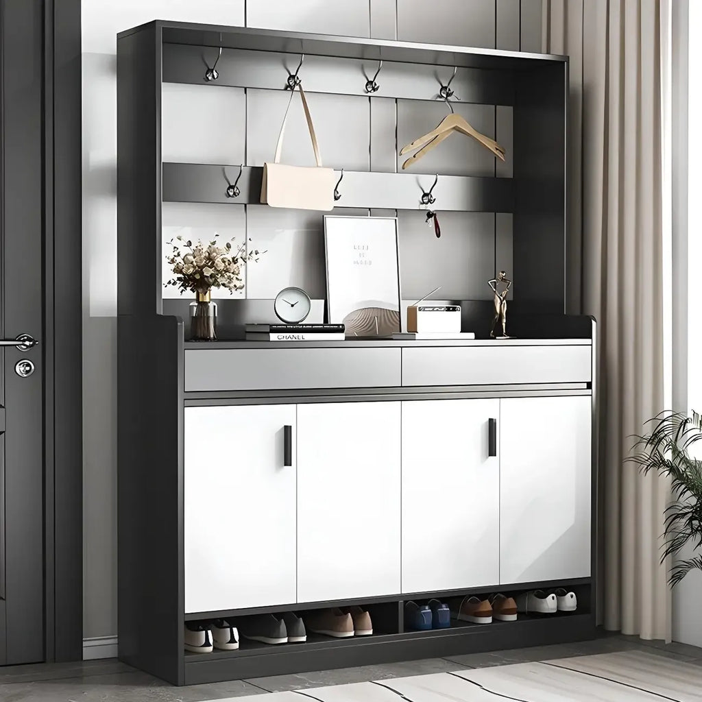 Modern Grey Shoe Storage Cabinet Rectangular Adjustable Shelves