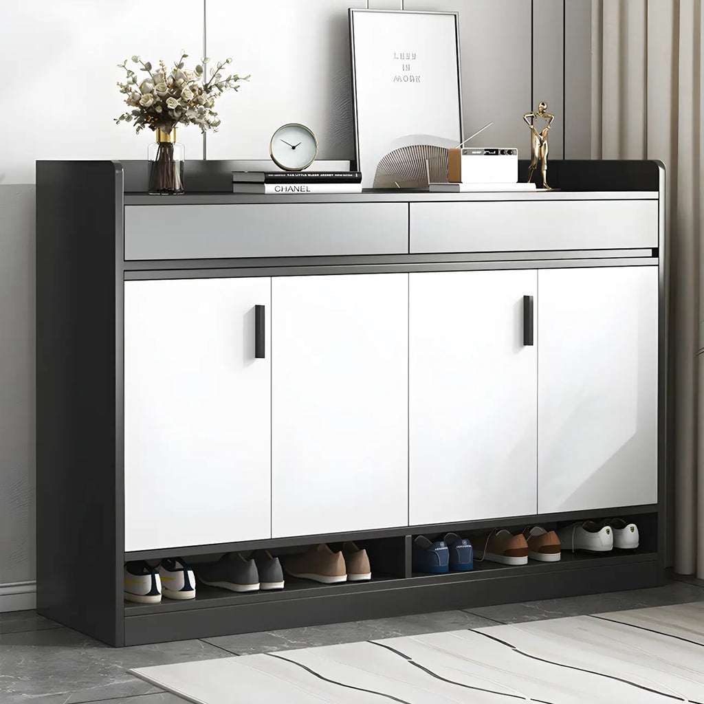 Modern Grey Shoe Storage Cabinet Rectangular Adjustable Shelves