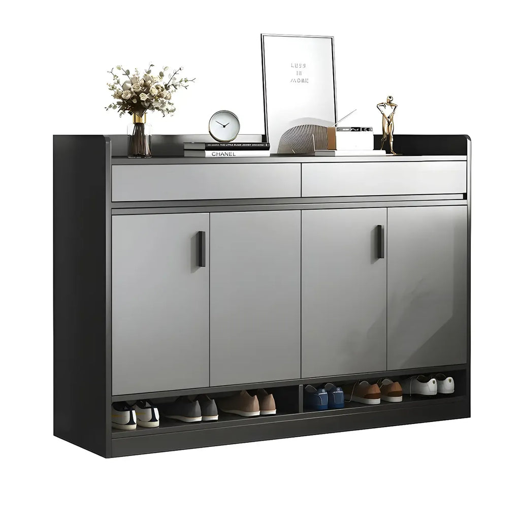 Modern Grey Shoe Storage Cabinet Rectangular Adjustable Shelves