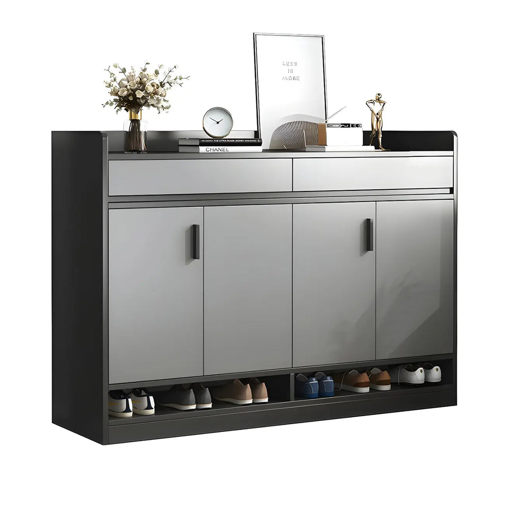 Modern Grey Shoe Storage Cabinet Rectangular Adjustable Shelves