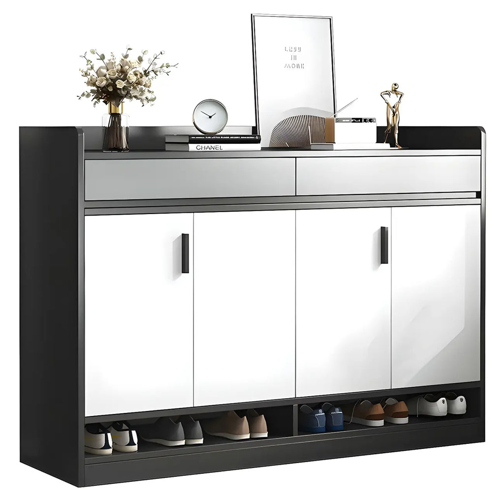 Modern Grey Shoe Storage Cabinet Rectangular Adjustable Shelves