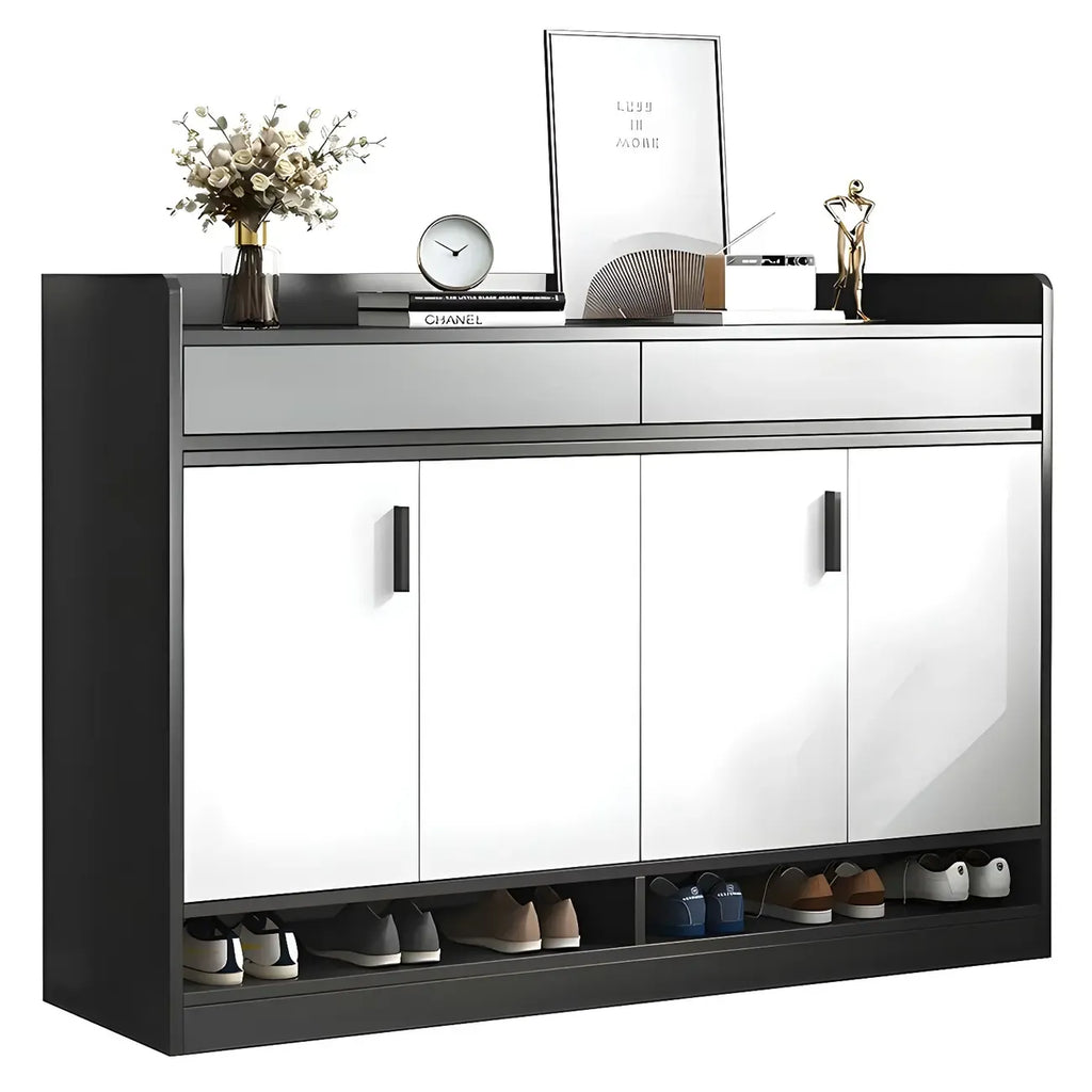 Modern Grey Shoe Storage Cabinet Rectangular Adjustable Shelves