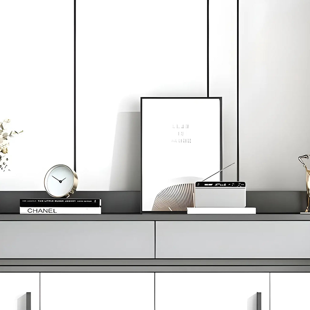 Modern Grey Shoe Storage Cabinet Rectangular Adjustable Shelves