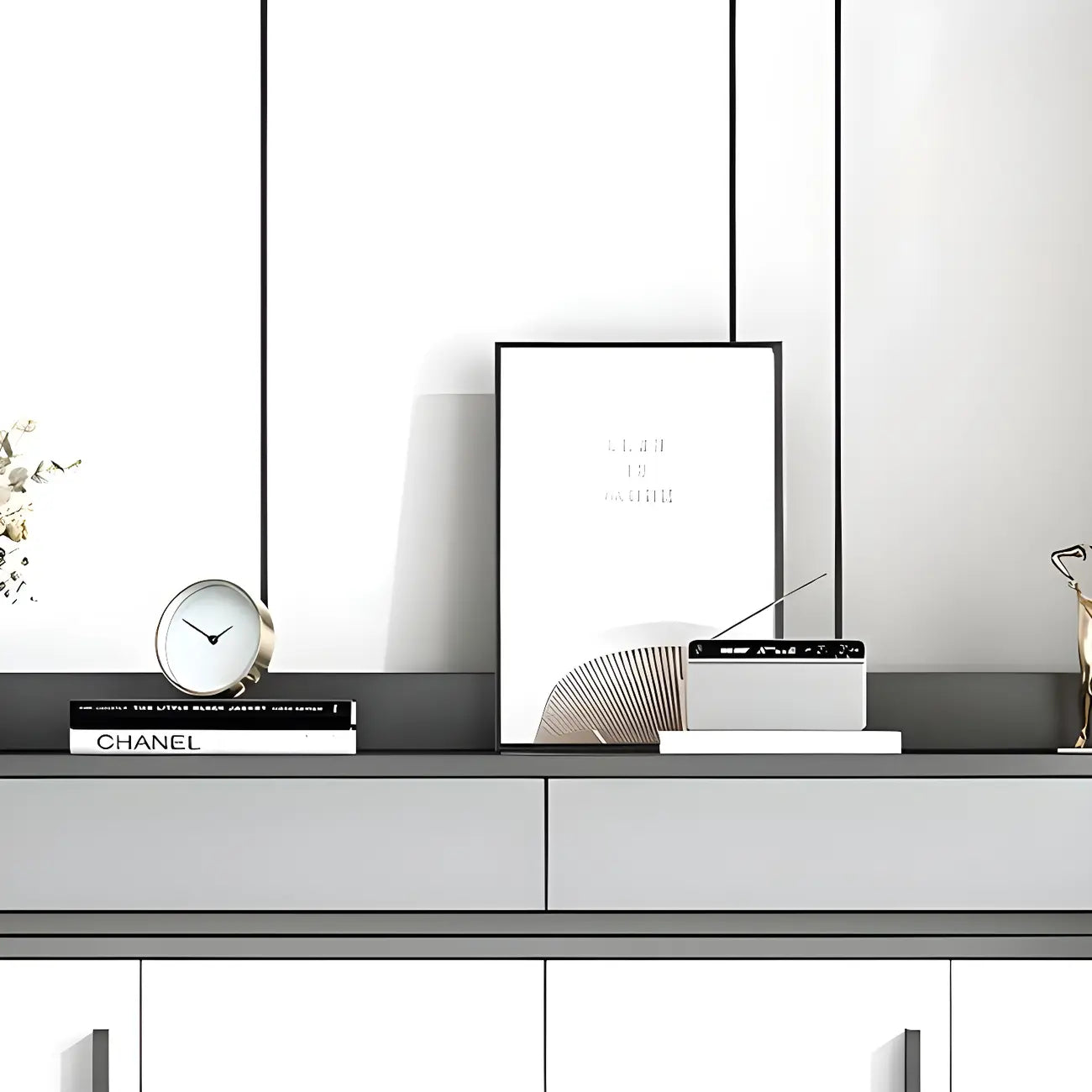 Modern Grey Shoe Storage Cabinet Rectangular Adjustable Shelves