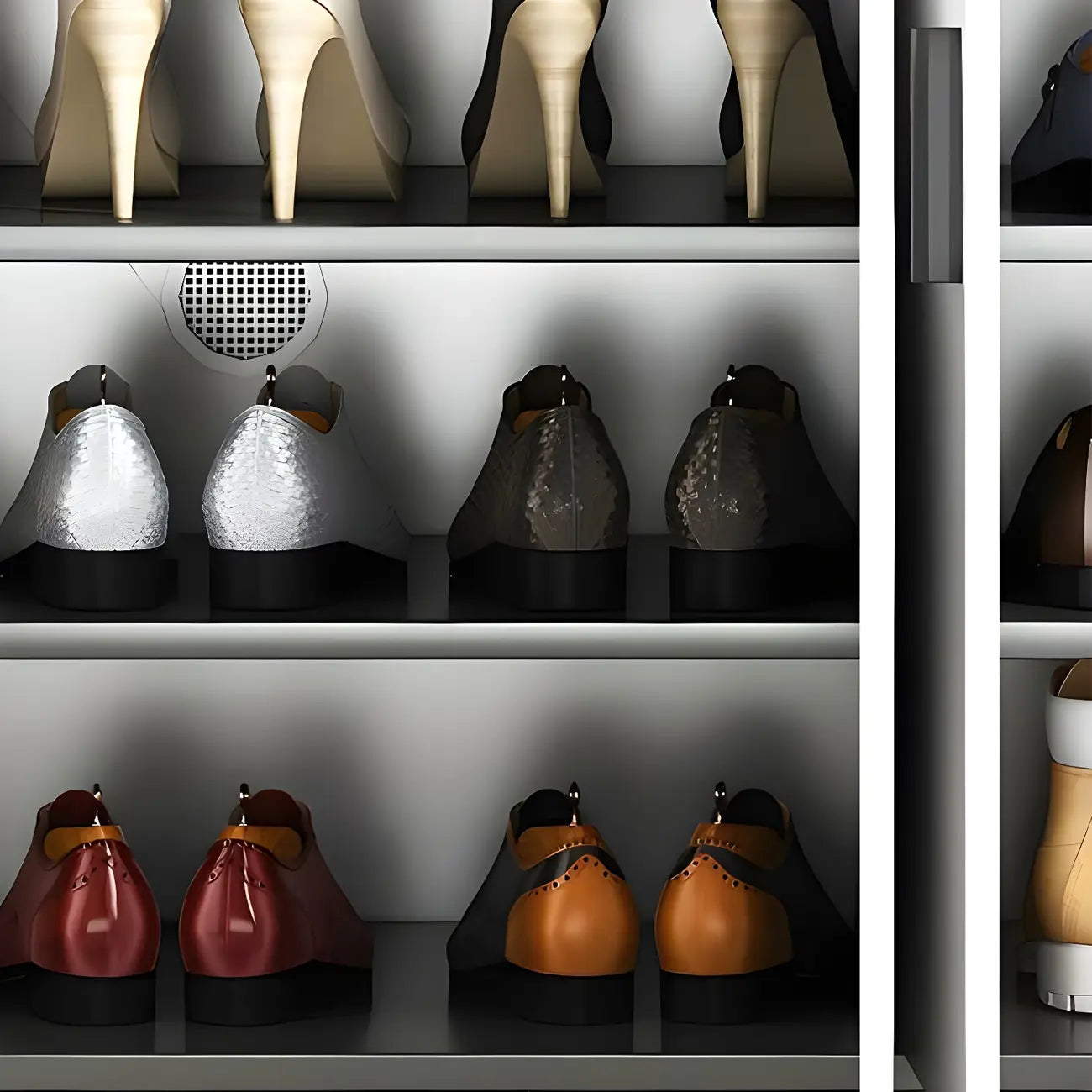 Modern Grey Shoe Storage Cabinet Rectangular Adjustable Shelves