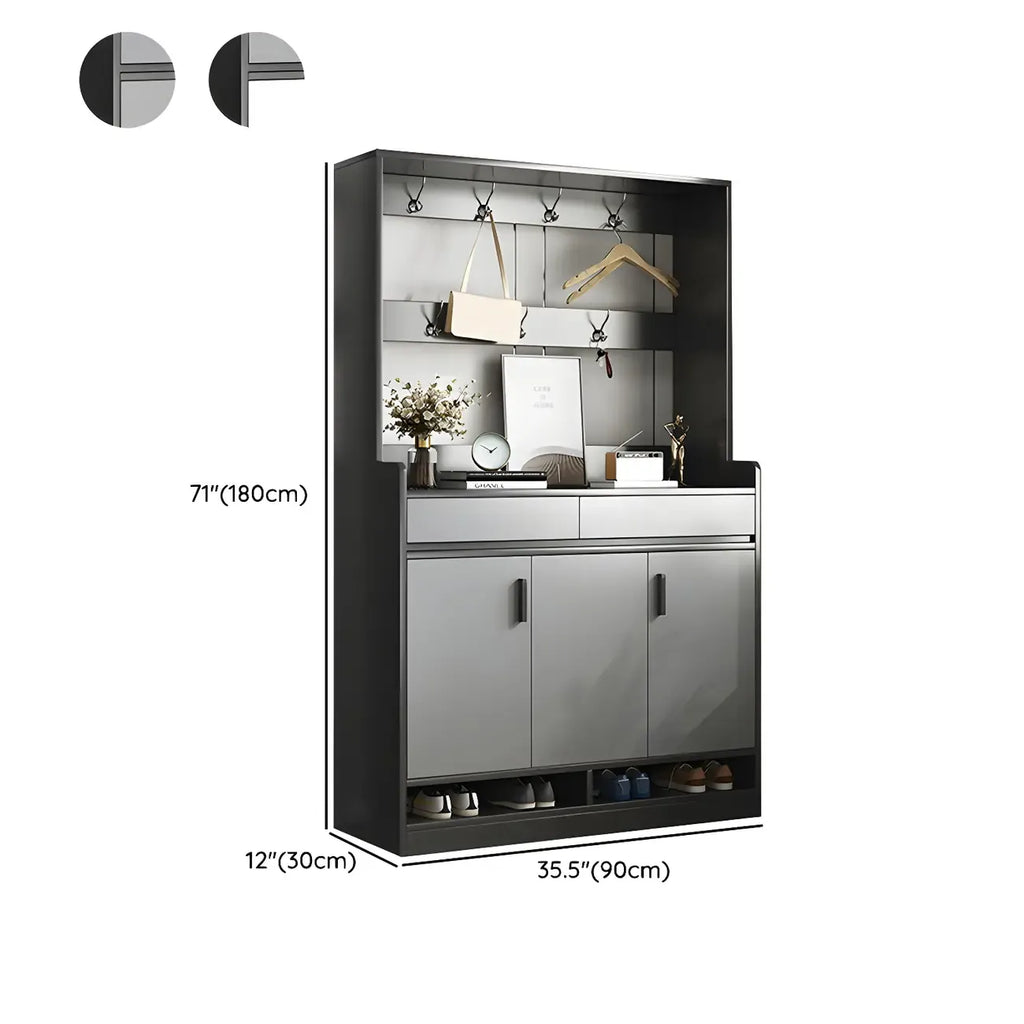 Modern Grey Shoe Storage Cabinet Rectangular Adjustable Shelves