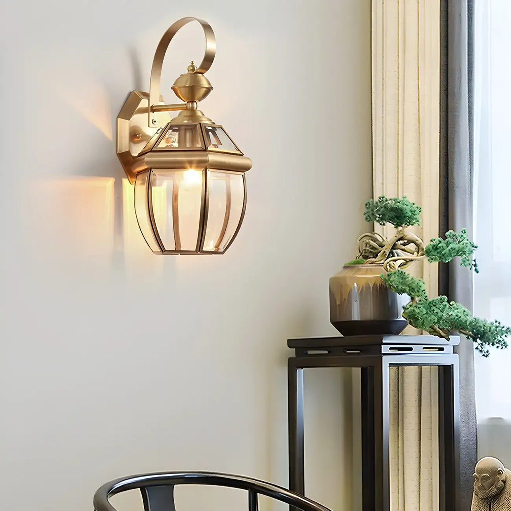 Transparent Gold Glass LED Wall Sconce with Metal Frame