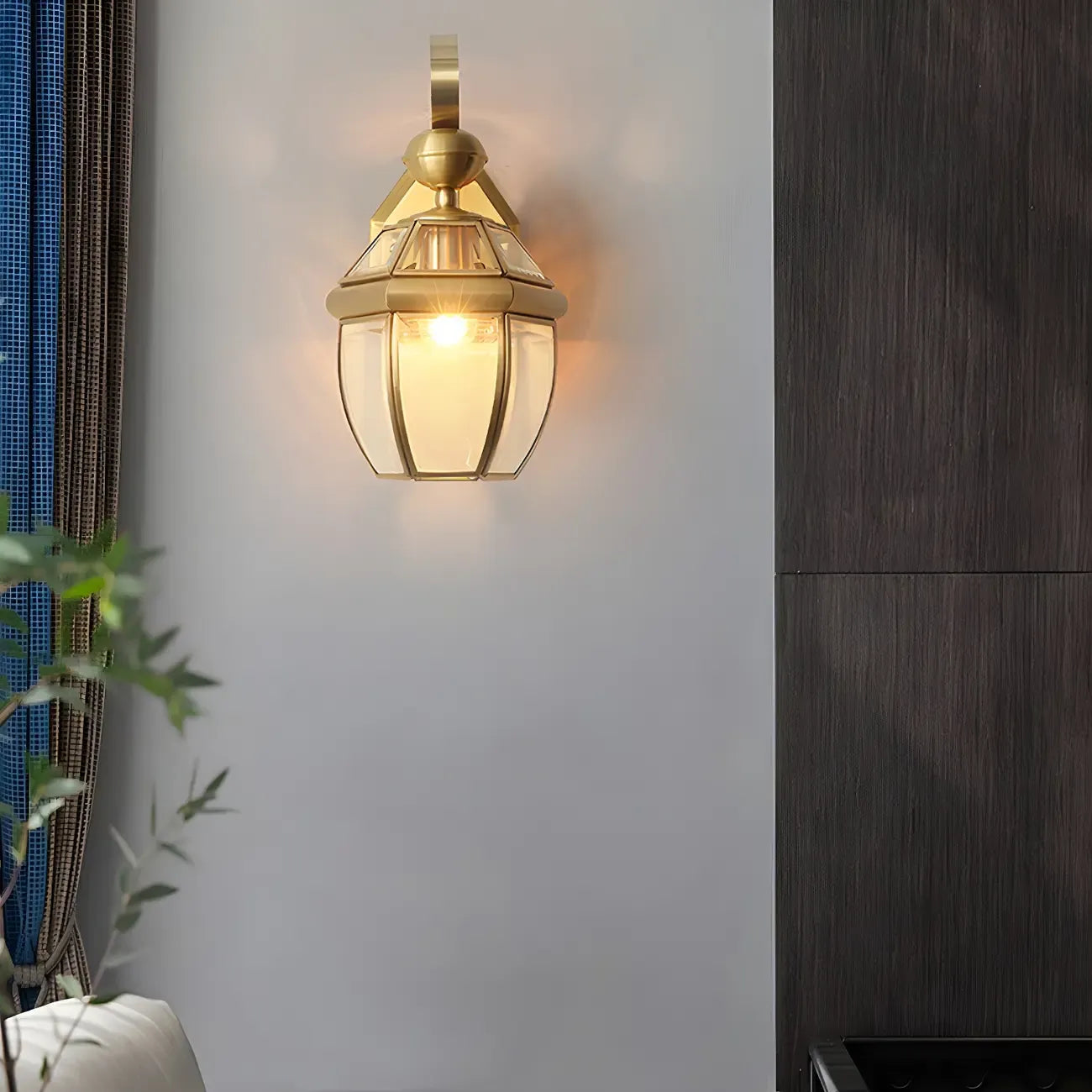 Transparent Gold Glass LED Wall Sconce with Metal Frame
