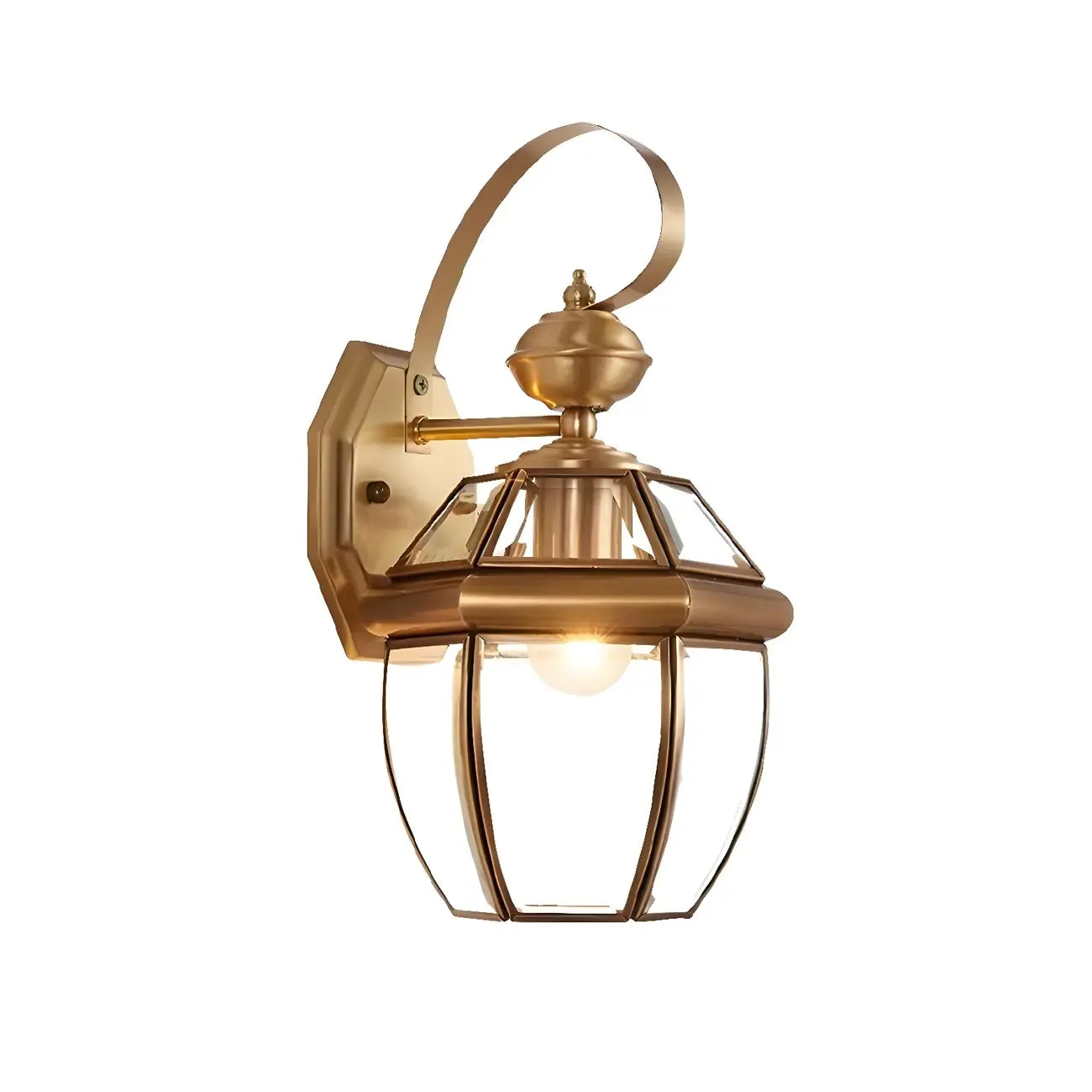 Transparent Gold Glass LED Wall Sconce with Metal Frame