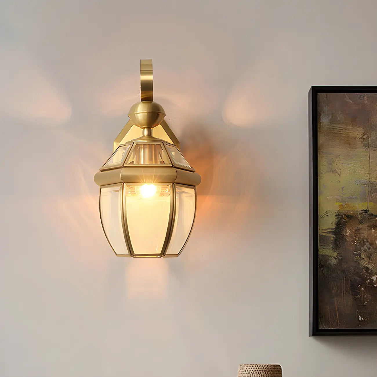 Transparent Gold Glass LED Wall Sconce with Metal Frame