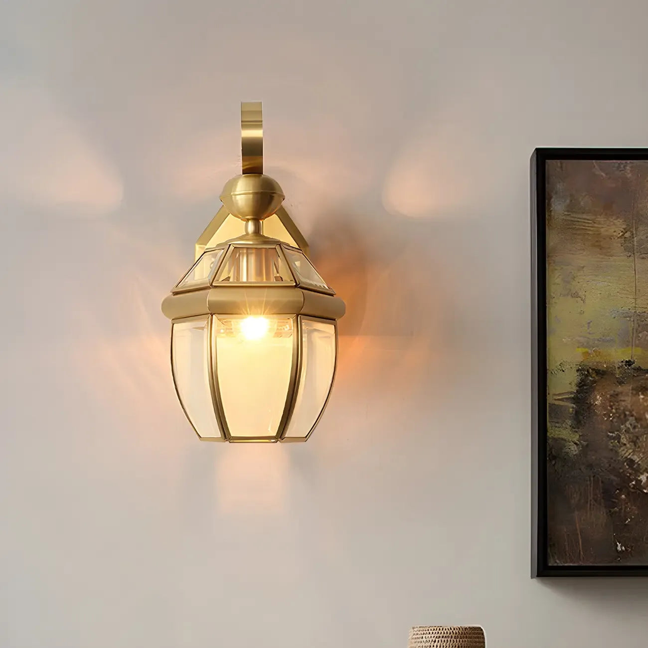 Transparent Gold Glass LED Wall Sconce with Metal Frame