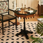 Traditional Octagon Wood Side Table with Pedestal Base