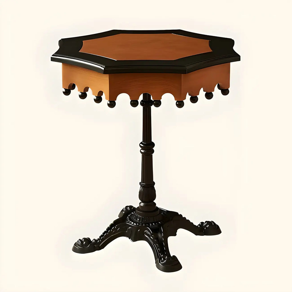 Traditional Octagon Wood Side Table with Pedestal Base