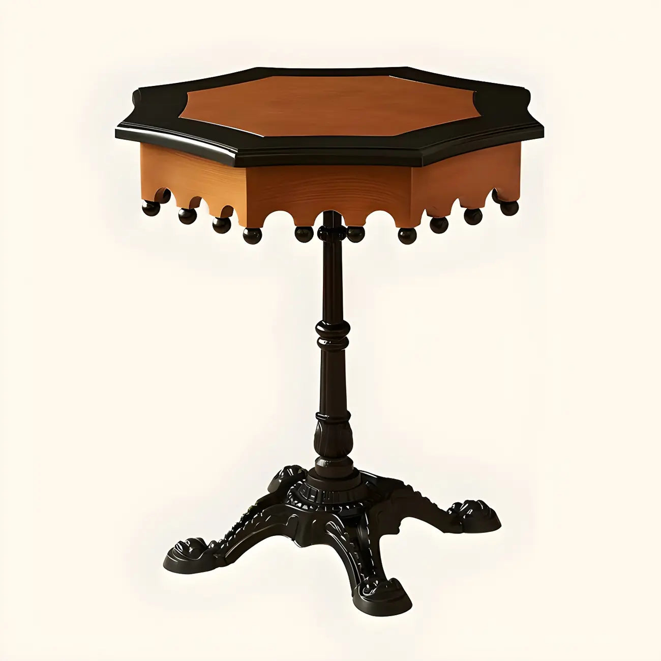 Traditional Octagon Wood Side Table with Pedestal Base