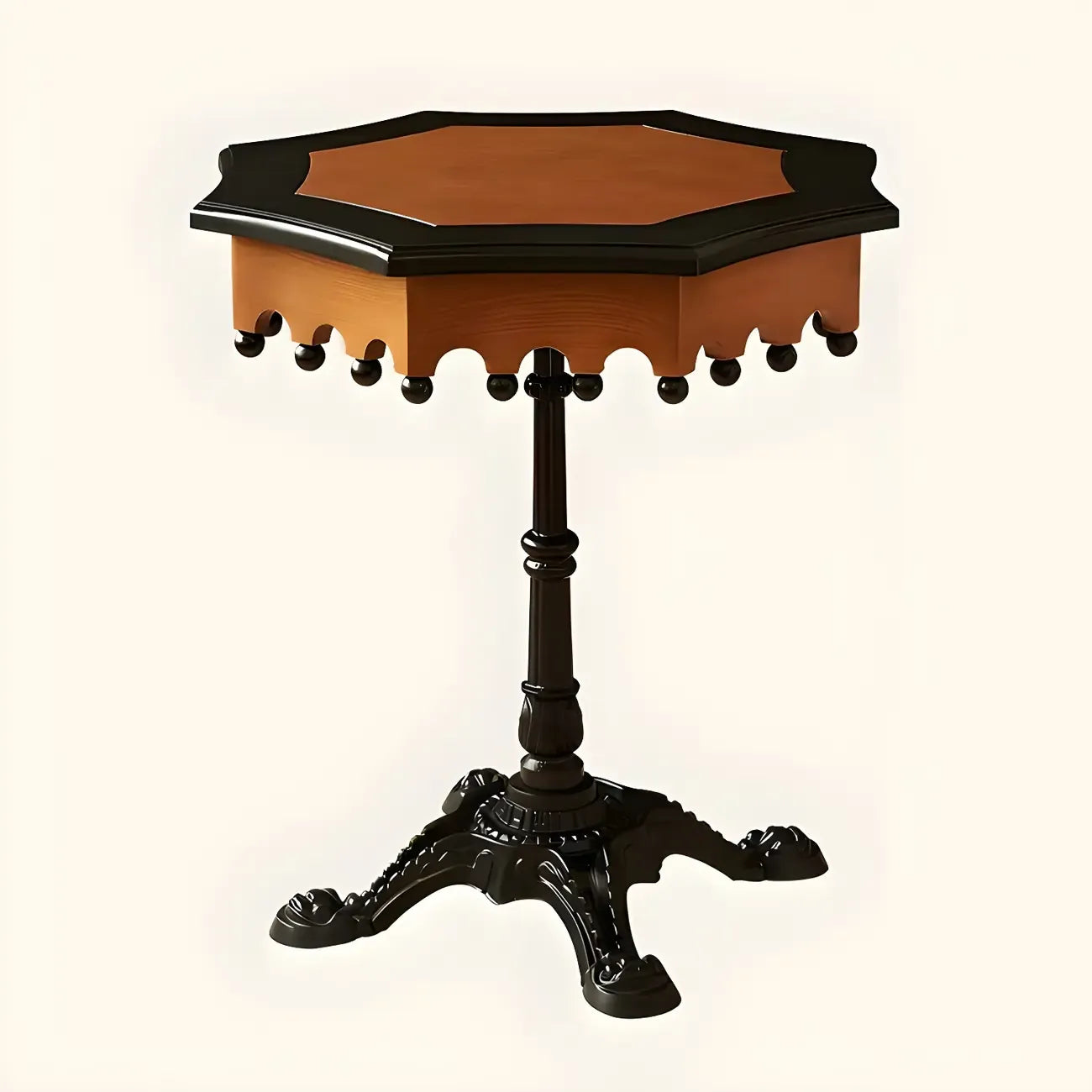 Traditional Octagon Wood Side Table with Pedestal Base