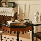 Traditional Octagon Wood Side Table with Pedestal Base