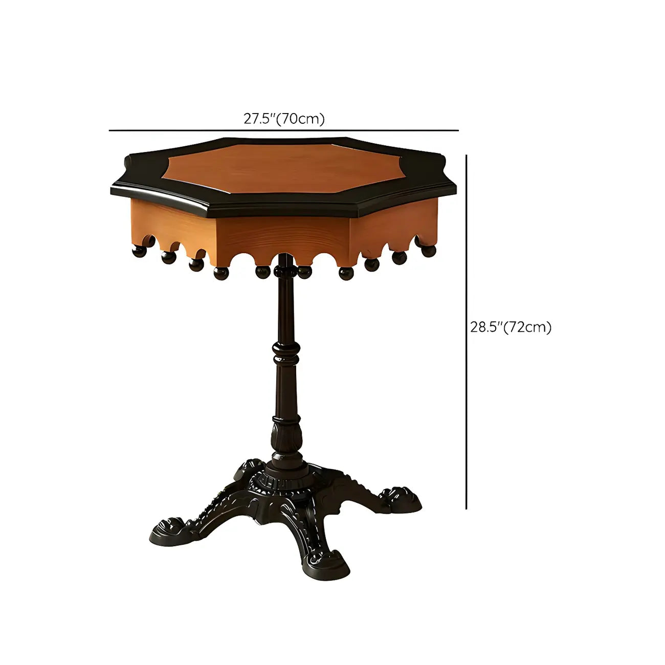Traditional Octagon Wood Side Table with Pedestal Base