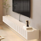 65 Long White Floating Wood U-Pattern TV Stand with Cabinet