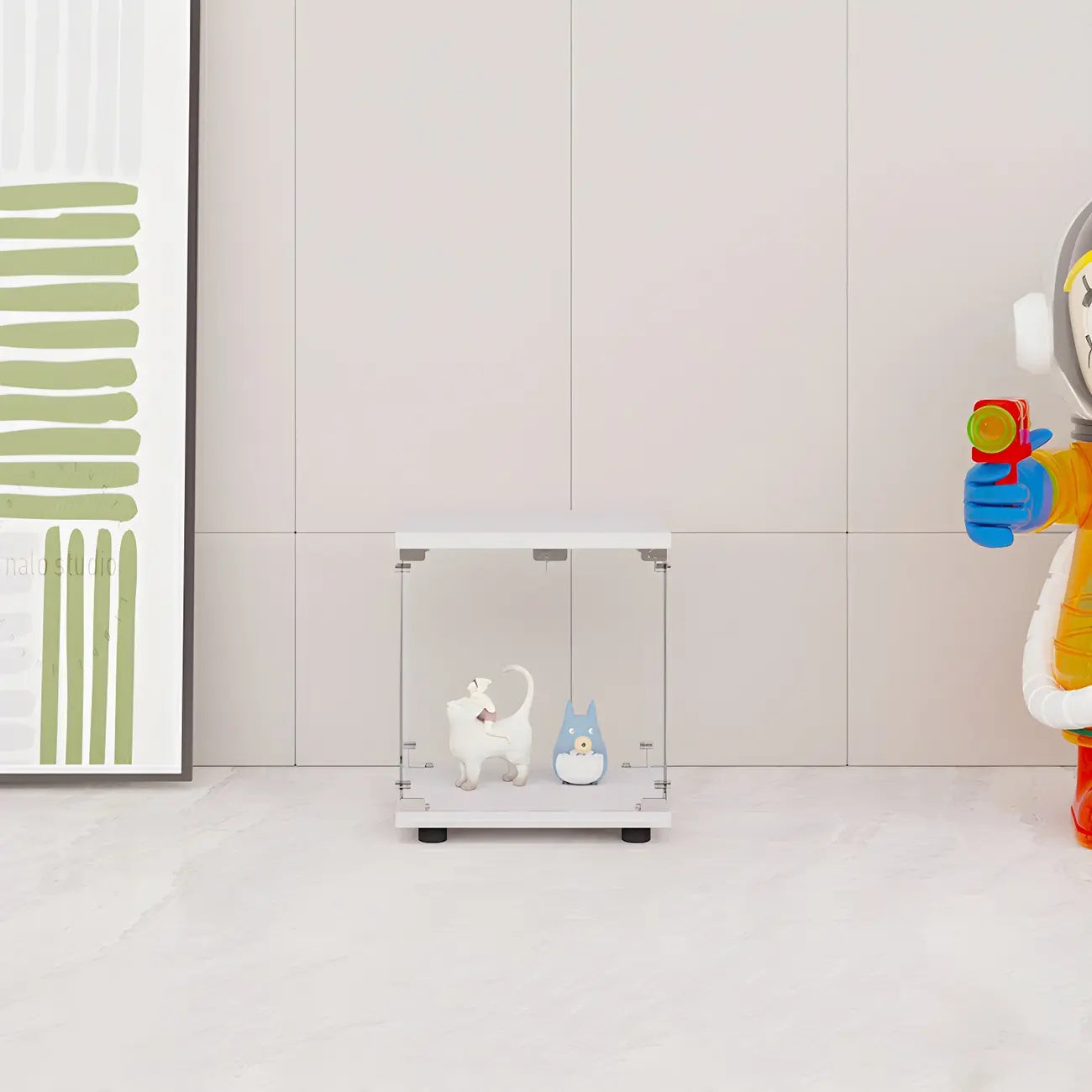 Minimalist Rectangular 4 Shelves Clear Glass Curio Cabinet