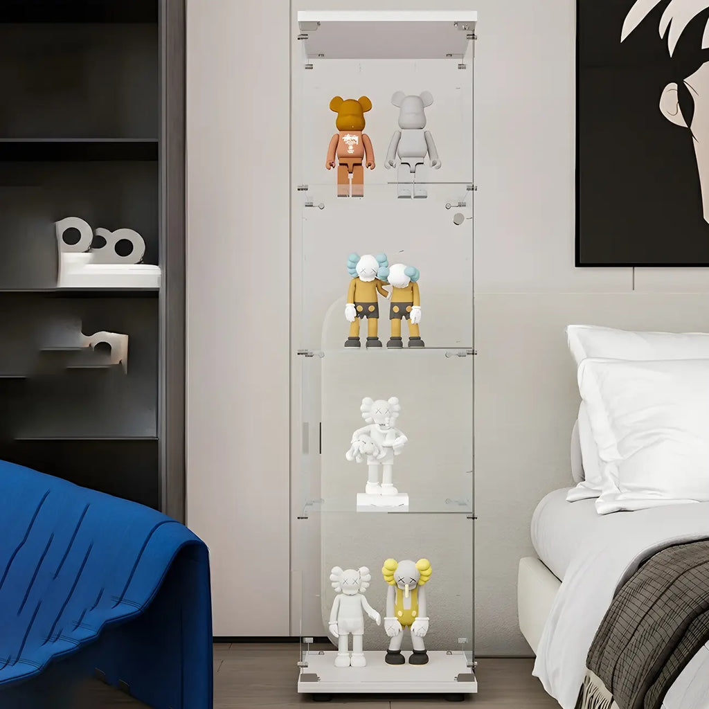 Minimalist Rectangular 4 Shelves Clear Glass Curio Cabinet
