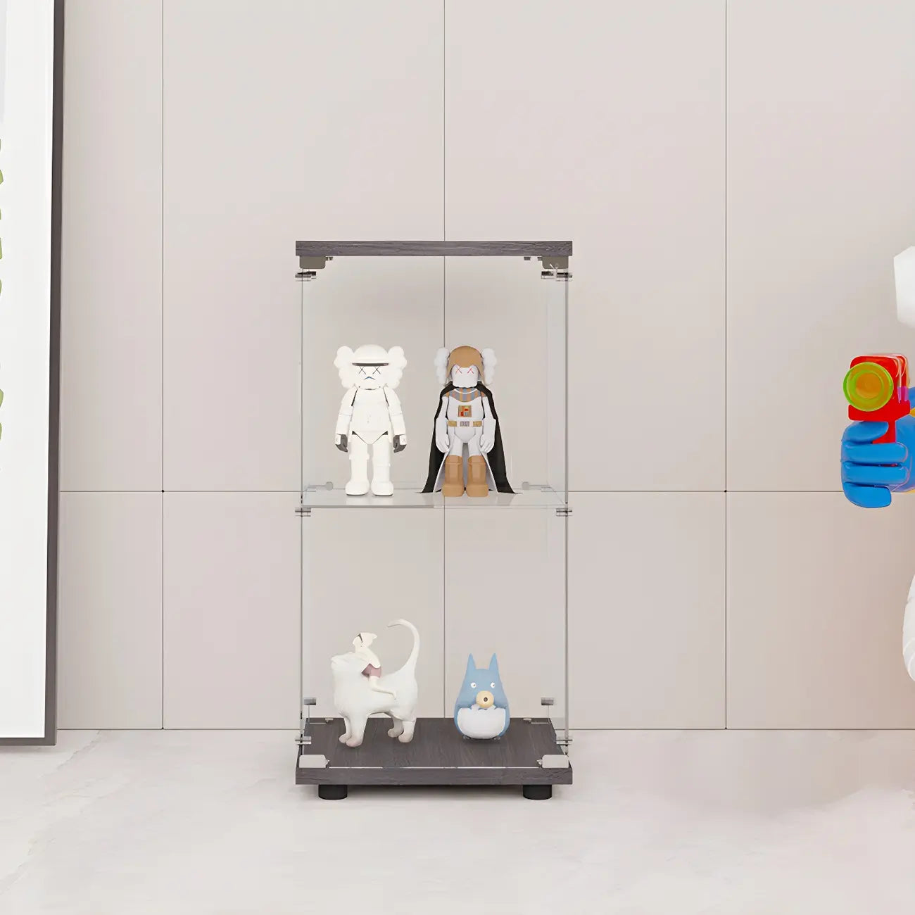 Minimalist Rectangular 4 Shelves Clear Glass Curio Cabinet