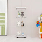 Minimalist Rectangular 4 Shelves Clear Glass Curio Cabinet